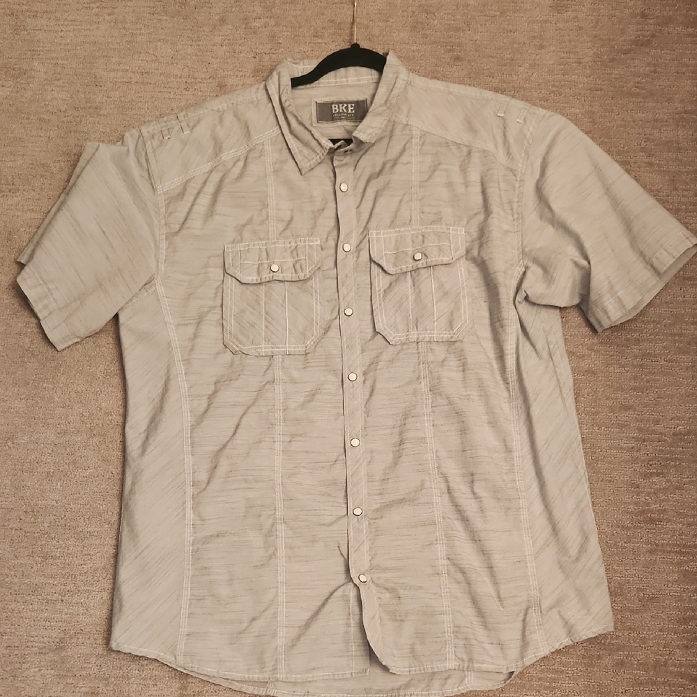 BKE Men's Light Gray Casual Button Down Shirt